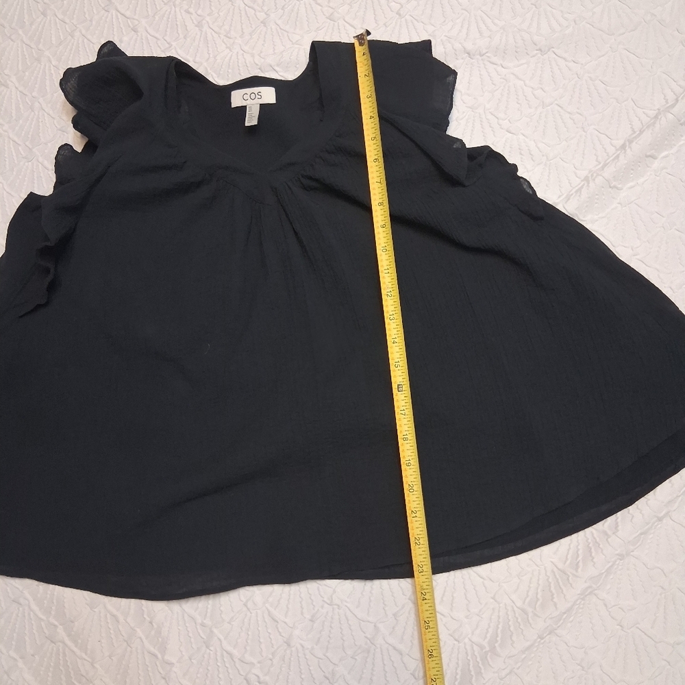 COS Black V-Neck Ruffle Blouse - Picture 15 of 17